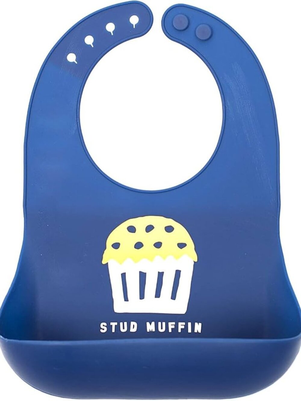 Bella Tunno Stud Muffin Silicone Baby Bib Navy Food Catcher Pocket